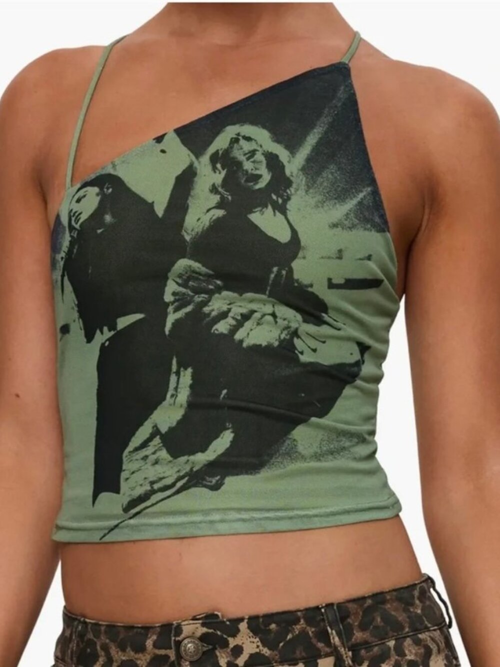 Princess Polly Miekie Asymmetrical Green Graphic Camisole - NWT SZ 4 - SOLD OUT!